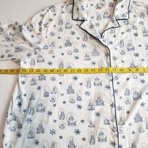 Soma sz XXL pajama top white blue snowflake snow globe Long sleeve Buttons up - Picture 9 of 11